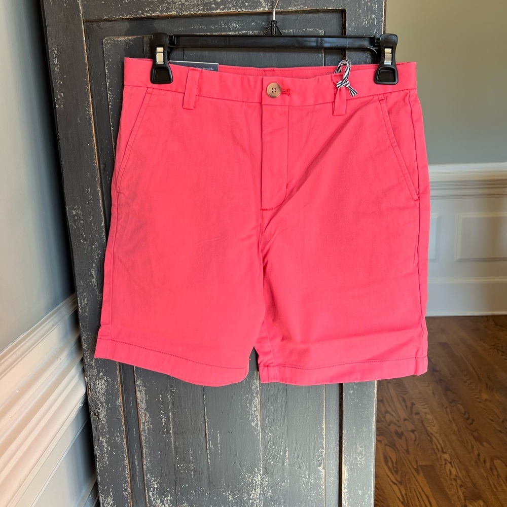 Vineyard Vines Boys Jetty Red Stretch Breaker Chino Shorts Sz 14 NWT